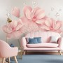 Pink Hdrangea Floral with Little Butterfly Wallpaper Mural