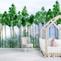 Cartoon Poplar Tree Wallpaper Mural