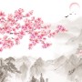 Cherry Blossom with Mountain Landscape Wallpaper Mural