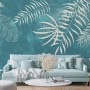 White Tropical Leaves Wallpaper Mural