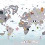 Gray Kids World Map Wallpaper Mural