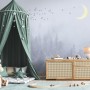 Monochrome Night Forest and Birds Wallpaper Mural