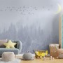 Monochrome Night Forest and Birds Wallpaper Mural