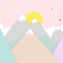Pink Mountainscape and Hot Air Balloon Wallpaper Mural