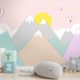 Pink Mountainscape and Hot Air Balloon Wallpaper Mural