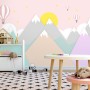 Pink Mountainscape and Hot Air Balloon Wallpaper Mural