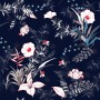Retro Dark Flowers Wallpaper Mural