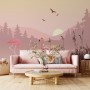 Pink Sunrise Landscape with Flamingos Wallpaper Mural