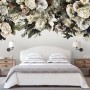 Retro Dark White Flowers Wallpaper Mural