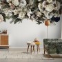 Retro Dark White Flowers Wallpaper Mural