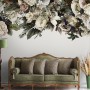 Retro Dark White Flowers Wallpaper Mural