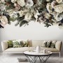 Retro Dark White Flowers Wallpaper Mural