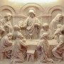 3D Embossed Look Cement Religious Sculpture Wallpaper Mural