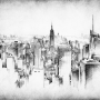 Monochrome Charcoal City Wallpaper Mural