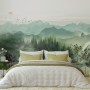Waterfall with Misty Green Forest Landscape Wallpaper Mural