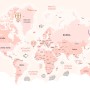 Kids Girls Cartoon Pink World Map Wallpaper Mural