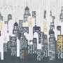 Watercolor City Silhouette Wallpaper Mural