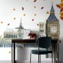 London Big Ben and Westminster with Autumn Leaves Wall Decal Sticker