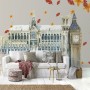 London Big Ben and Westminster with Autumn Leaves Wall Decal Sticker
