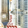 London Big Ben and Westminster with Autumn Leaves Wall Decal Sticker