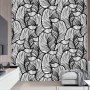 Golden Look Stylish Leaf  Line Art Wallpaper Mural