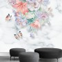 Boho Floral Bouqet with Marble Pattern Wallpaper Mural