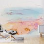 Abstract Orange Blue Brush Wallpaper Mural