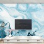 Acrylic Painting Fresh Blue Waves Wallpaper Mural