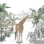 Kids Tropical Animals with Mountain Wallpaper Mural