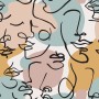 Colorful Abstract Charming Faces Wallpaper Mural