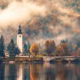 Sunset in Mountain Forest Nature Wallpaper Mural