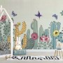 Watercolor Drawing Cactuses and Butterfly Wallpaper Mural