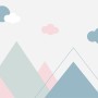 Blue Pink Mountains and Clouds Wallpaper Mural