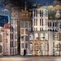 Dark Mosaic City Landscape Wallpaper Mural