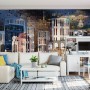 Dark Mosaic City Landscape Wallpaper Mural