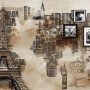 Eiffel Tower City Typography Wallpaper Mural