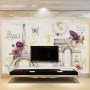 Colorful Drawing Eiffel Tower Wallpaper Mural