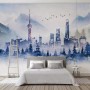 Watercolor Skyscraper Landscape Wallpaper Mural