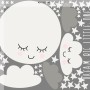 White Cute Fullmoon with Clouds Wall Decal Sticker