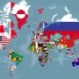 Country Flags on World Map Wallpaper Mural