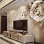 Dark Rose and Daisy Floral Wallpaper Mural