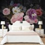 Dark Floral with Colorful Peony Wallpaper Mural
