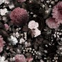 Dark Floral with Pink Chrysanthemum Wallpaper Mural