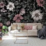 Dark Floral with White Daisy Wallpaper Mural