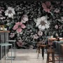 Dark Floral with White Daisy Wallpaper Mural