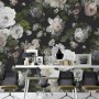 Dark Floral and White Peony Blossoms Wallpaper Mural