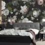 Dark Floral and White Peony Blossoms Wallpaper Mural