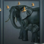 3D Embossed Look Dark Elephant and Birds Wallpaper Mural