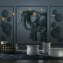 3D Embossed Look Dark Elephant and Birds Wallpaper Mural