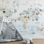 Kids Map with Little Animals Wallpaper Mural